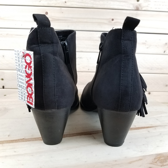 BONGO | Shoes | Bongo Alessandra Black Faux Suede Ankle Boots Womens 9m Side Zip Tassels New 